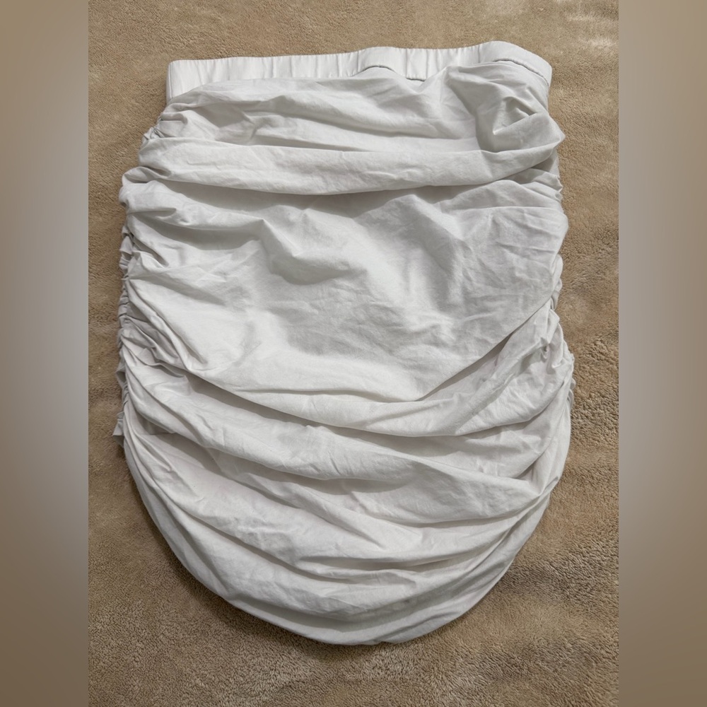 Babaton White Ruched Pencil Skirt
